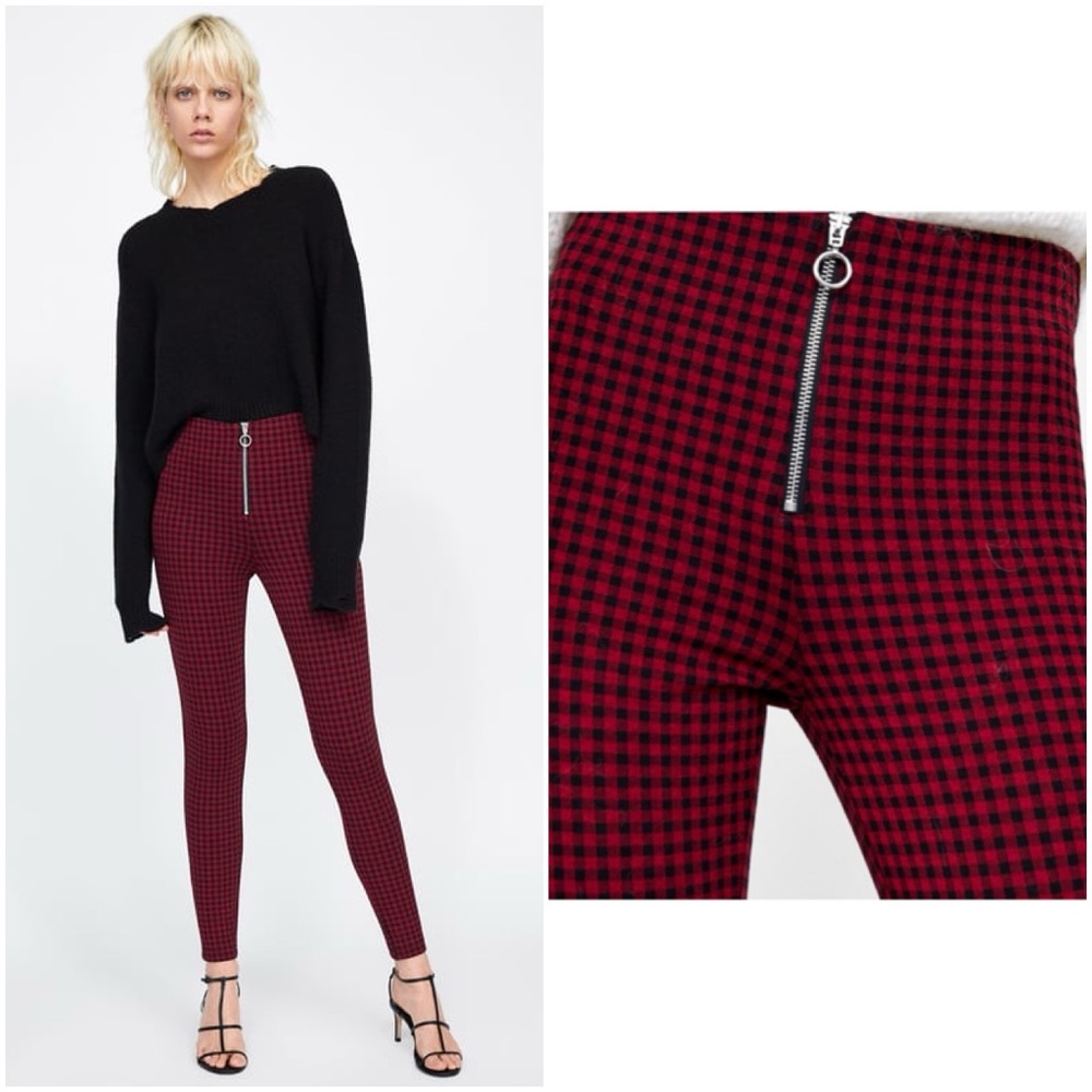 NWT ZARA Plaid Pants with Zipper